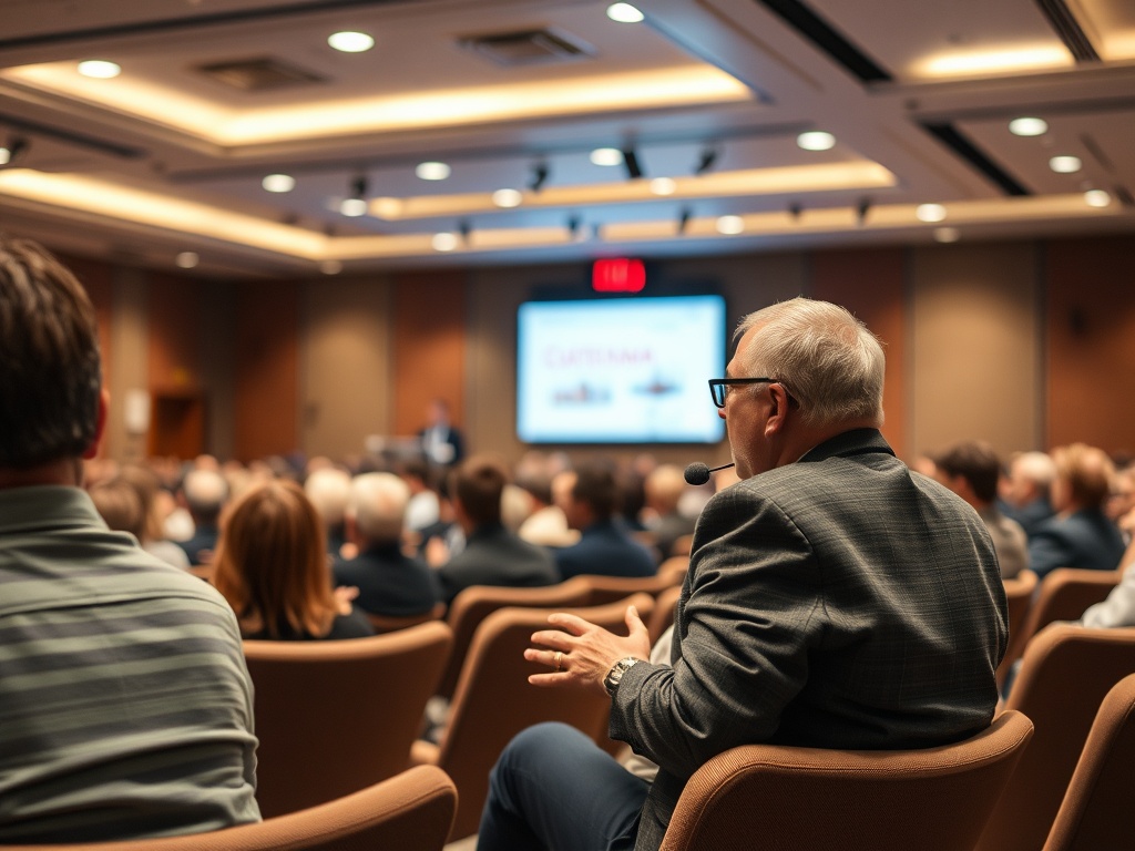 На конференции обсуждаются важные вопросы, слушатели активно участвуют в обсуждениях.