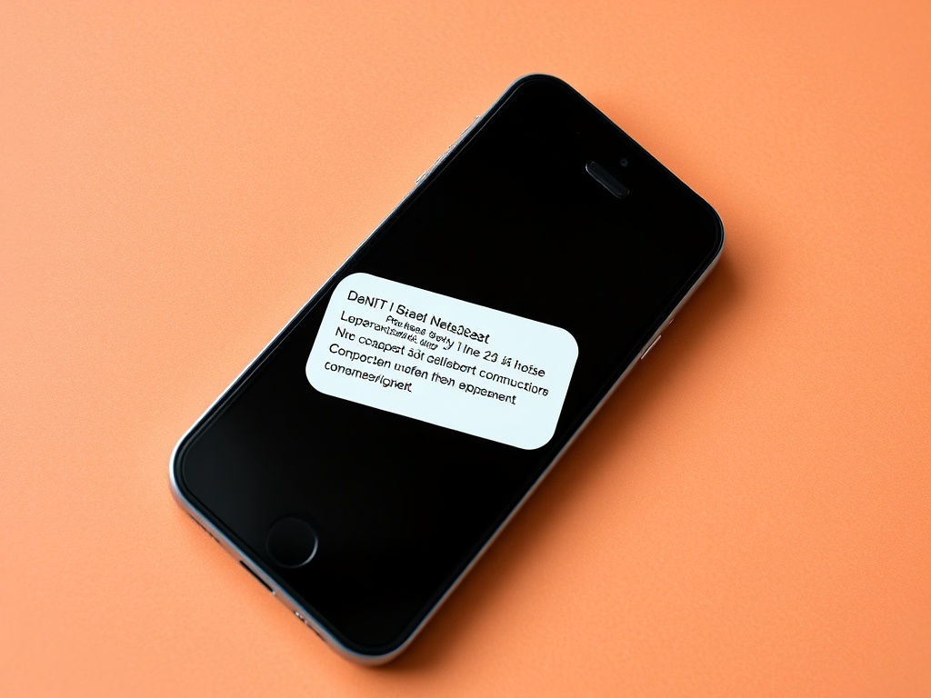 На изображении смартфон на оранжевом фоне с текстом на экране. Текст нечитабелен.